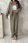 Khaki Striped Two-Piece Set