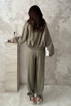 Khaki Striped Two-Piece Set