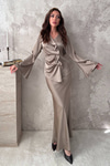 Khaki Satin Two-Piece Set