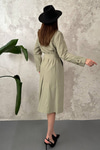 Khaki Long Belted Trench Coat