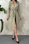 Khaki Long Belted Trench Coat