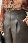 Brown Leather Snap Button Trousers
