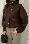 Brown Stand-Collar Short Jacket