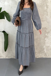 Brown Plaid Covered Yarn Dress