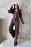 Brown Zip-Up Two-Piece Set