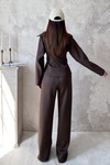 Brown Zip-Up Two-Piece Set
