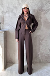 Brown Zip-Up Two-Piece Set