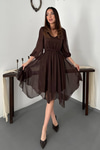 Brown Shimmering Asymmetrical Dress