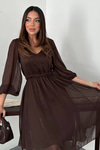 Brown Shimmering Asymmetrical Dress