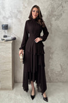 Brown Layered Dress with Waist Detail