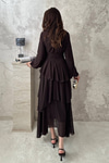 Brown Layered Dress with Waist Detail