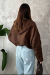 Brown Short Hooded Jacket