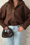 Brown Short Hooded Jacket