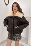 Kahverengi Kürklü Deri Ceket