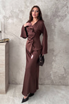 Brown Satin Two-Piece Set