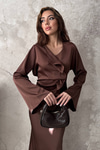 Brown Satin Two-Piece Set