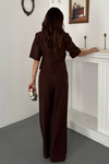 Brown Single Buckle Jacket And Trousers Set