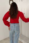 Red Shirt with Self-Trimmed Scarf