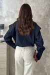 Navy Blue Shirt with Banded Sleeves