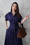 Wholesale Navy Blue Short-Sleeve Shirt and Pants Set