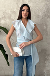Blue Blouse With Tie Waist