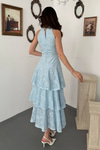Blue Layered Ruffled Dress