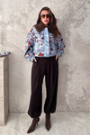 Mavi Nakışlı Kot Ceket
