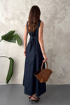 Blue Denim Dress With Decorative Buttons