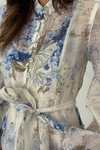 Blue Embellished Floral Dress