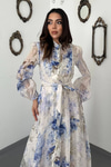 Blue Embellished Floral Dress