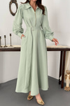 Mint Pleated Front Zip Dress