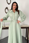 Mint Pleated Front Zip Dress
