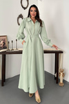 Mint Pleated Front Zip Dress