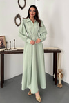 Mint Pleated Front Zip Dress