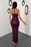 Purple Backless Sequin Dress