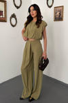 Olive Modal Bluz Ve Pantolon Takım