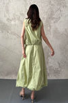 Olive Poplin Vest And Skirt Set