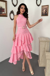 Pink Layered Ruffled Dress