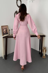 Pink Pleated Front Zip Dress