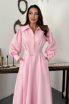 Pink Pleated Front Zip Dress