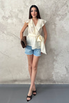Yellow Tie-Waist Blouse
