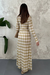 Yellow Pleated Plaid Dress