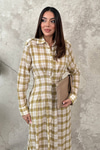 Yellow Pleated Plaid Dress