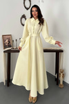 Yellow Pleated Front Zip Dress