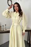 Yellow Pleated Front Zip Dress