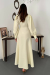 Yellow Pleated Front Zip Dress