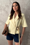 Yellow Short-Sleeved Jacket With Buckle