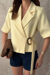 Yellow Short-Sleeved Jacket With Buckle