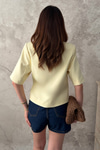 Yellow Short-Sleeved Jacket With Buckle