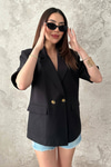 Black Two-Button Short-Sleeve Jacket